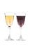 Red and white wine in luxurious crystal glasses