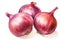 Red whole onions, isolated on white background