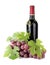 Red wine bottle and grapes