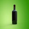 Red wine bottle green background