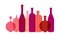 Red wine bottle illustration.