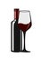 Red wine bottle and wineglass, flat style vector illustration isolated on white background