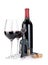 Red wine, corkscrew, corks and thermometer