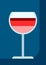 Red wine in glass. Alcoholic drink illustration.