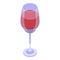 Red wine glass icon, isometric style