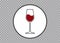 Red Wine Glass Icon, Wineglass logo, Glassware Icon Vector Art Illustration isolated transparent background, round label sticker