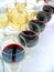 red wine glass line, savignon and merlot, delicious restaurant alcohol beverage, semi-dry, semisweet drink diversity,