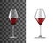 Red wine glass realistic 3d vector mockup