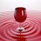 Red wine glass on red water ripples background - 3D render illustration