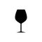 Red wine glass silhouette, beverage goblet. Alcohol drink icon on a white background. A simple logo. Black shape basis for the