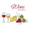 Red wine glass and white wine glass, grapes, cheese vector