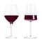 Red wine glasses, a set. A classic elegant wineglass and a modern power glass