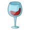 Red wine goblet icon, cartoon style