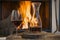 Red wine relaxing fireplace in autumn winter