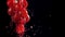 Red wine runs down a branch of a grape. Filmed on a high-speed camera at 1000 fps.