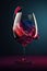 Red wine splash with drops. elegant photo. Wine tasting banner, minimalistic modern flyer card. 3d. AI generative