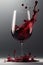 Red wine splash with drops. Wine tasting banner, minimalistic modern flyer card. AI generative