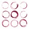 Red wine stains. Traces wine splashes set. Vector.