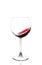 Red wine swirling in a goblet wine glass,