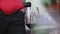 Red wine. Waiter pouring wine in glass at restaurant closeup