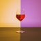 Red wine wineglass refraction