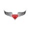 Red winged with grey diamond logo vector illustration