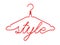 Red wire clothes hangers with message - STYLE