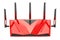 Red wireless internet router, 3D rendering