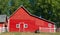 Red Wisconsin Barn With Door and Three Windows