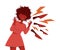 Red Woman Aggressor Shouting Out Loud Abusing and Insulting Weak Vector Illustration
