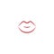 Red woman lips contour. Flat line icon isolated on white. Kiss trace.