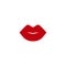 Red woman lips imprint. Flat simple icon isolated on white. Kiss trace