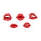 Red woman lips with smile. Sensual female mouth with white toothed smile illustration icon. Beautiful woman lips with