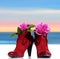 Red woman shoes whit flowers