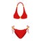Red women swimsuit isolated on white background. Fashion Bikini bathing suit for swimming.