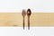 Red wood fork and spoon