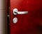 Red wood mahogany door with handle