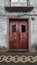 red wooden door in Horta, Azores