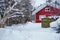 Red wooden Finnish house