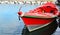 Red Wooden Fishing Boat Floating