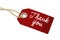 Red wooden hang tag with thank you