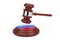 Red Wooden Justice Gavel with Russian Flag on Sound Block. 3d Rendering