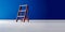 Red Wooden ladder on blue background