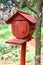 Red Wooden Mailbox