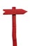 Red, wooden pointer, arrow, indicates the direction on white background