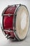 Red Wooden snare drum isolated on a white background. Rock Music