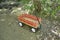 Red wooden wagon in the woods, Boise Greenbelt