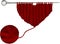 Red wool ball and heart knitting yarn