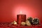 Red xmas decoration with candle