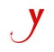 Red Y letter devil tail icon isolated